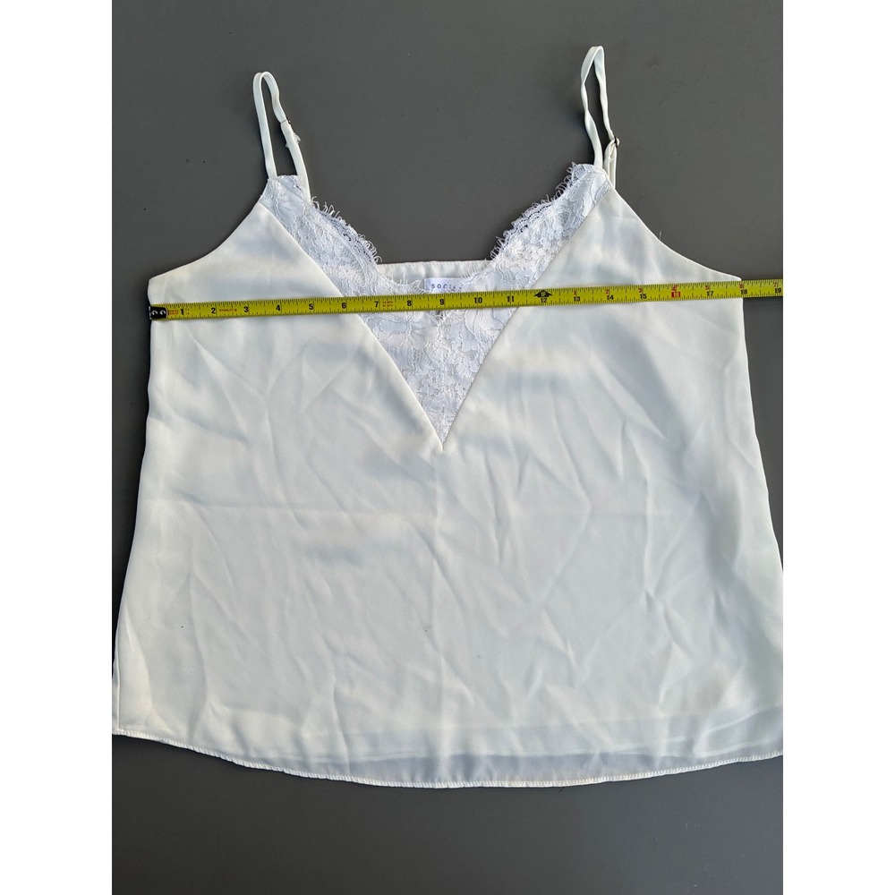 Socialite White Lace Trim Cami Top Womens Medium V-Neck Adjustable Straps Y2K - Picture 4 of 7